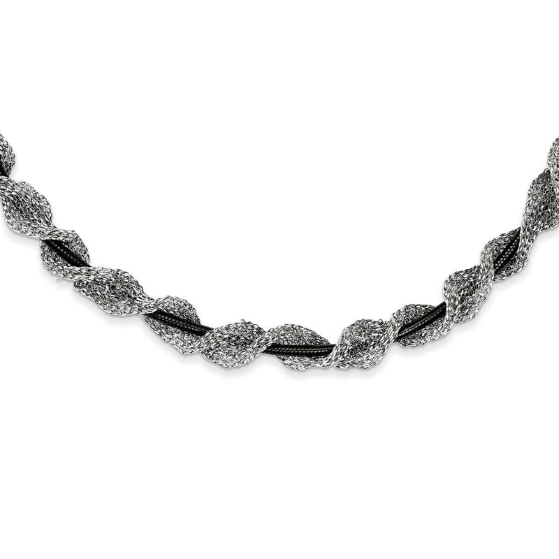 Sterlingsilber und Rutheniumbeschichtet Fantasie Netz Halskette