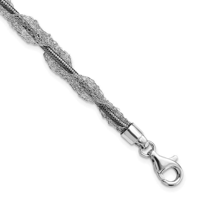 Sterlingsilber Rutheniumbeschichtet Fantasie Netz Gedreht Gliederarmband