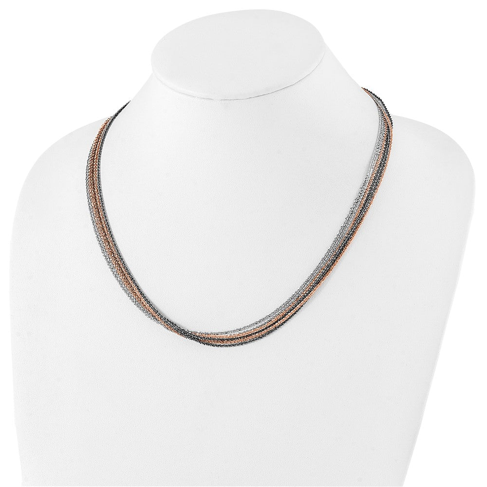 Nightfall Sterlingsilber Ruthenium und Roséfarben Beschichtet 20 Multi Halskette mit 2 Extenstion