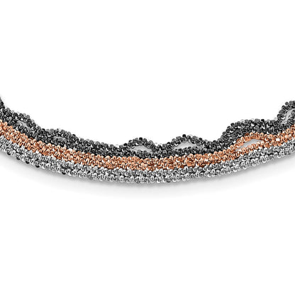 Nightfall Sterlingsilber Ruthenium und Roséfarben Beschichtet 20 Multi Halskette mit 2 Extenstion