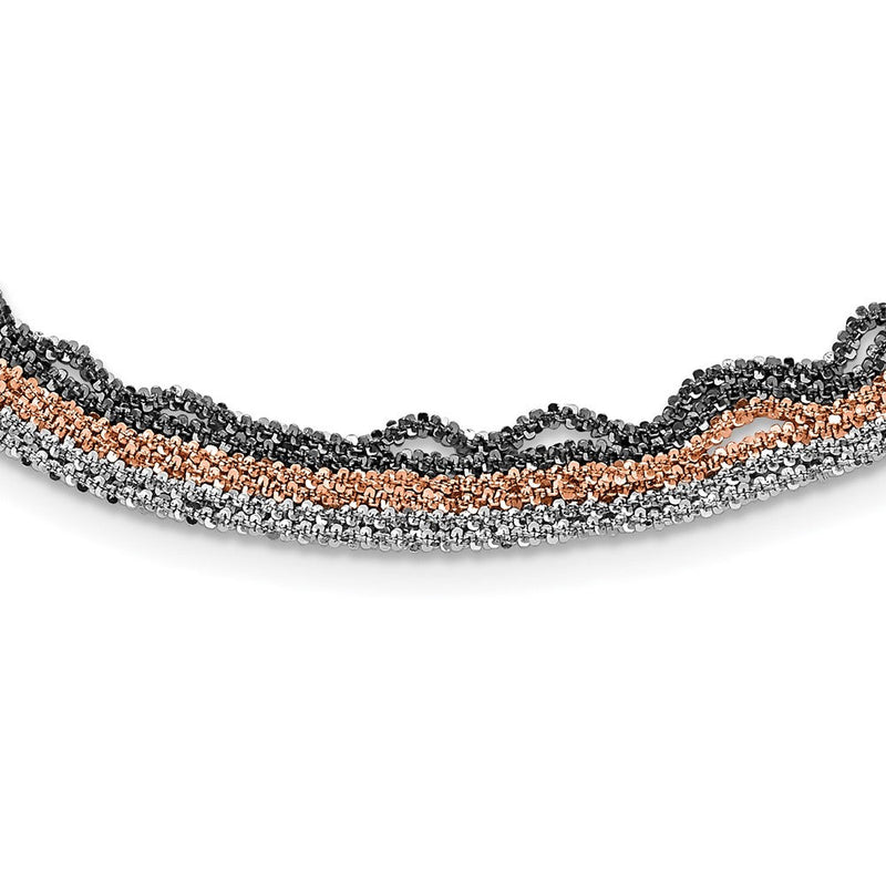 Nightfall Sterlingsilber Ruthenium und Roséfarben Beschichtet 20 Multi Halskette mit 2 Extenstion