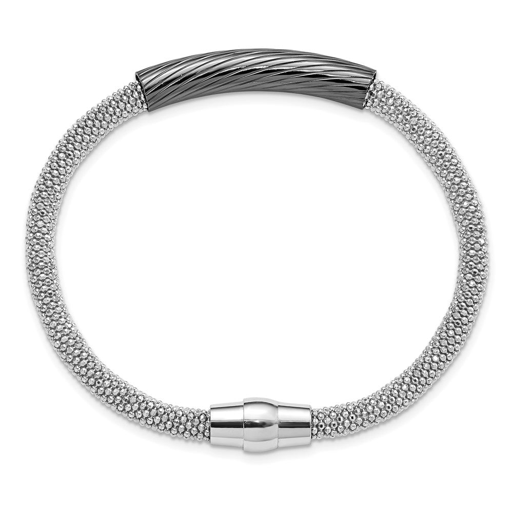 7.5 Zoll Sterlingsilber Rutheniumbeschichtet Stab Netz Armband