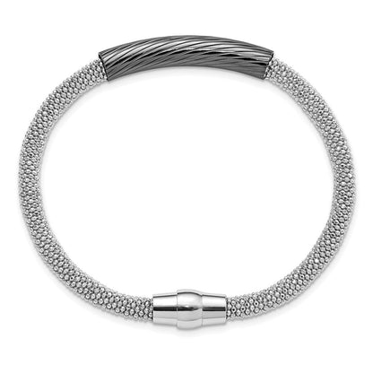 7.5 Zoll Sterlingsilber Rutheniumbeschichtet Stab Netz Armband