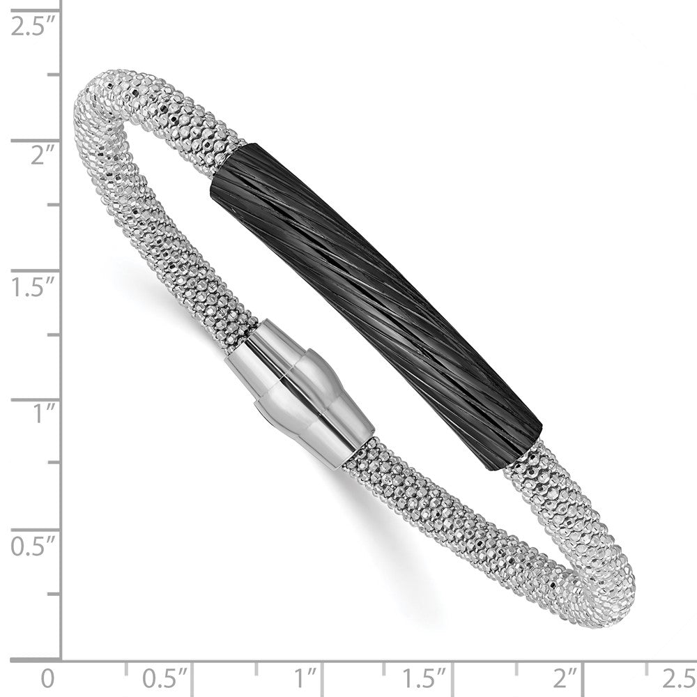 7.5 Zoll Sterlingsilber Rutheniumbeschichtet Stab Netz Armband