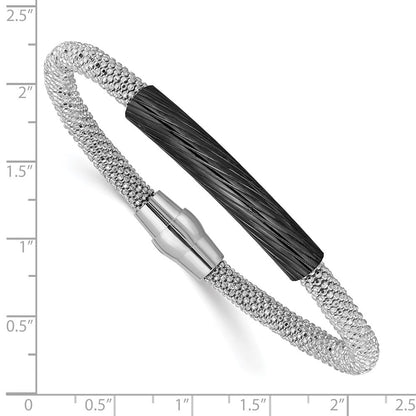 7.5 Zoll Sterlingsilber Rutheniumbeschichtet Stab Netz Armband