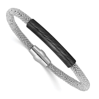 7.5 Zoll Sterlingsilber Rutheniumbeschichtet Stab Netz Armband