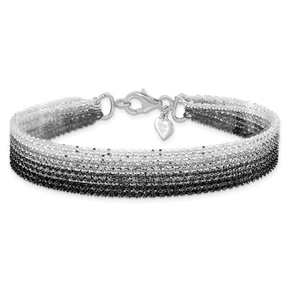 Sterlingsilber Schwarz Rutheniumbeschichtet 8-strand Gliederarmband