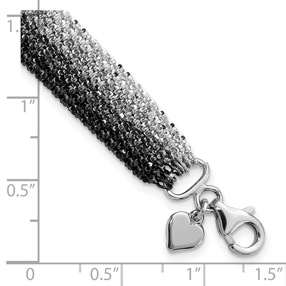 Sterlingsilber Schwarz Rutheniumbeschichtet 8-strand Gliederarmband