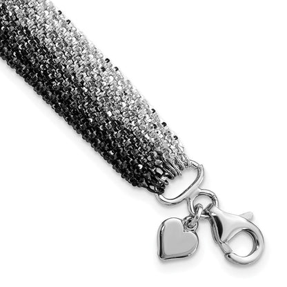 Sterlingsilber Schwarz Rutheniumbeschichtet 8-strand Gliederarmband
