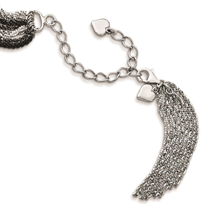 Sterlingsilber Rutheniumbeschichtet 8 Strang mit Tassel Halskette mit 2 Zoll Verlängerung