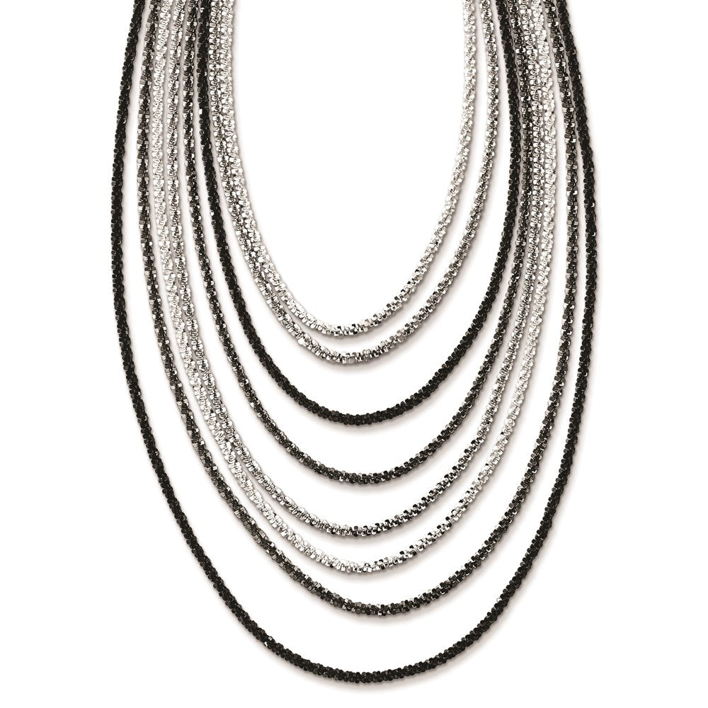 Sterlingsilber Rutheniumbeschichtet 8 Strang mit Tassel Halskette mit 2 Zoll Verlängerung