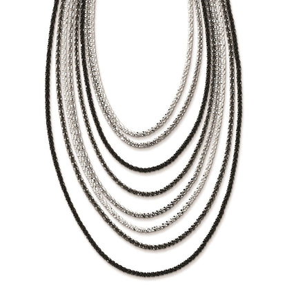 Sterlingsilber Rutheniumbeschichtet 8 Strang mit Tassel Halskette mit 2 Zoll Verlängerung