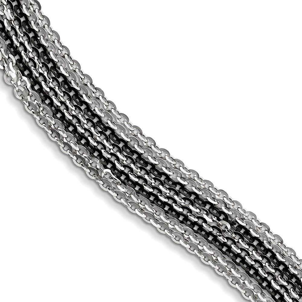 Sterlingsilber Rhodium & Rutheniumbeschichtet Multi Strang Gliederarmband