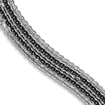 Sterlingsilber Rhodium & Rutheniumbeschichtet Multi Strang Gliederarmband