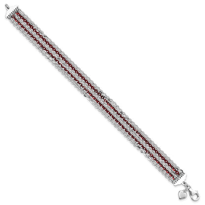 7.5 Zoll Sterlingsilber Rhodium & Rot-beschichtet Multi-strand Gliederarmband
