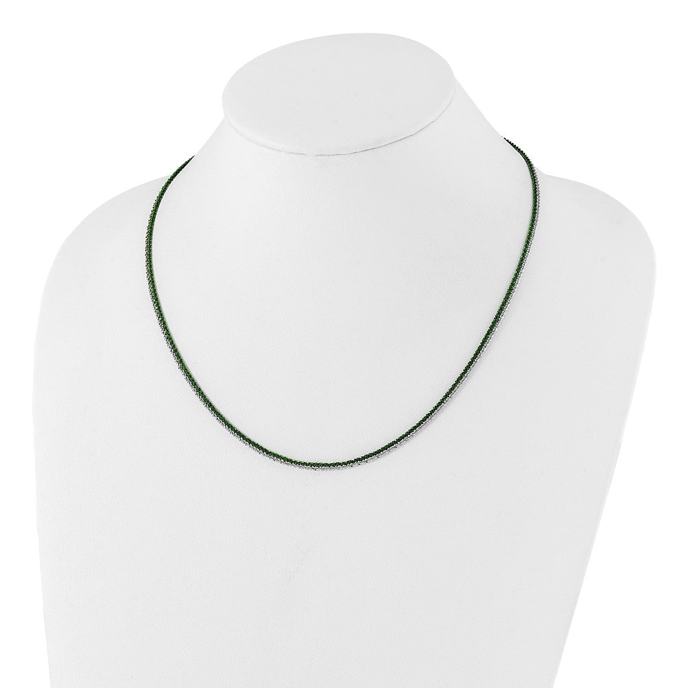 Sterlingsilber Rhodium & Grün-beschichtet 2-strand Verstellbar Halskette