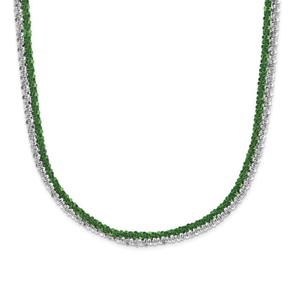 Sterlingsilber Rhodium & Grün-beschichtet 2-strand Verstellbar Halskette