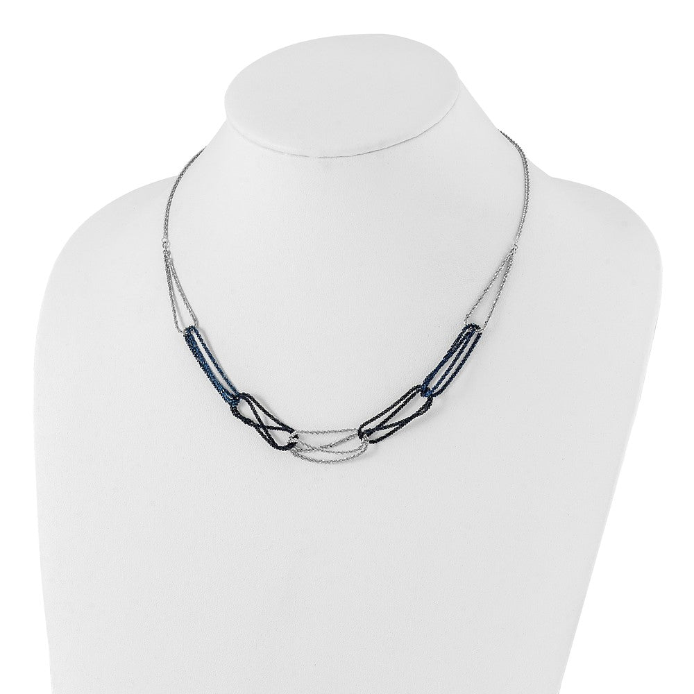 18 Zoll Sterlingsilber Rhodium & Blau-beschichtet Kette Glieder Halskette
