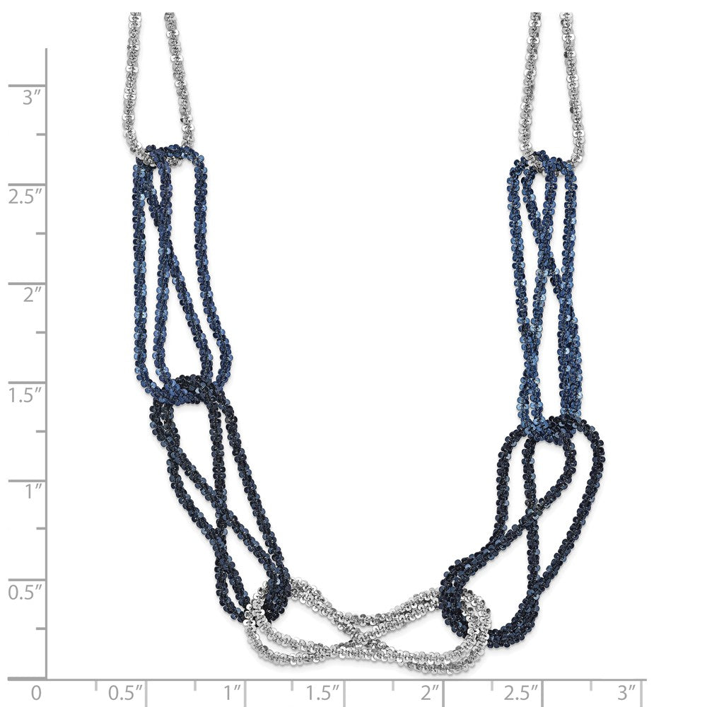 18 Zoll Sterlingsilber Rhodium & Blau-beschichtet Kette Glieder Halskette