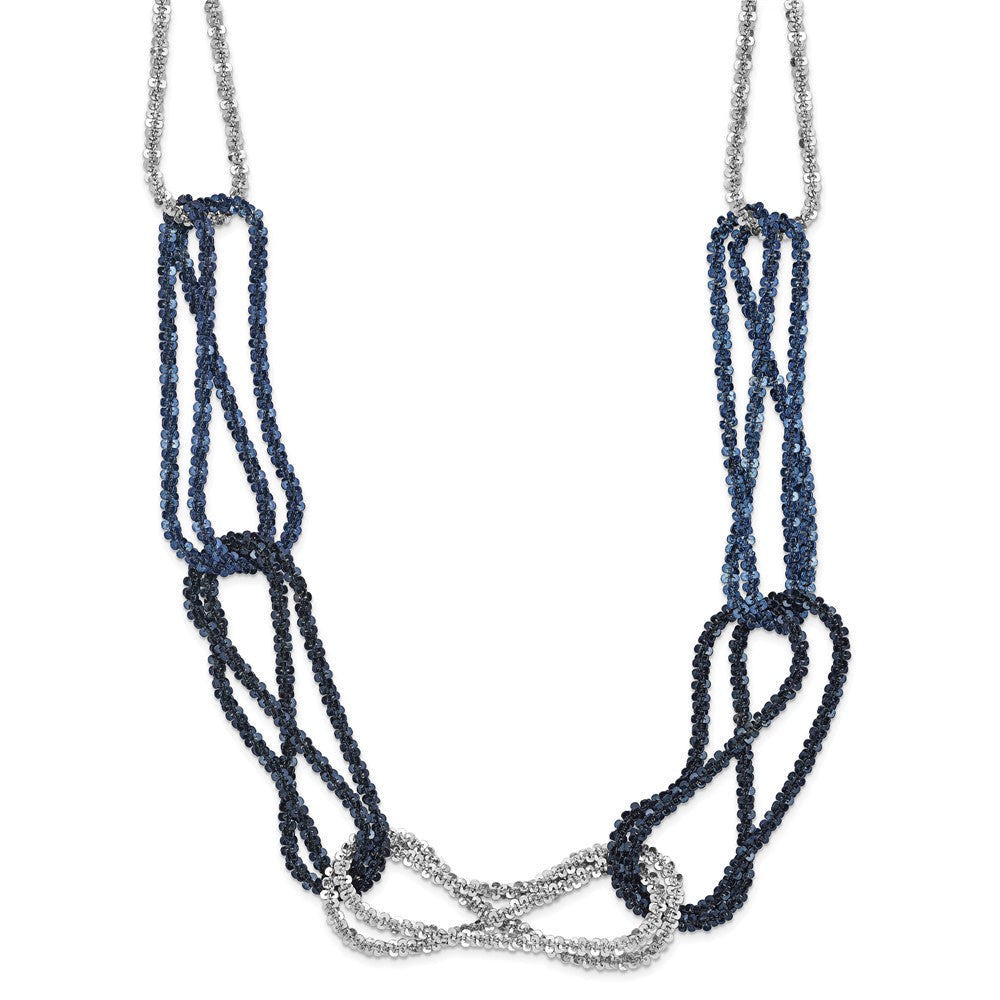 18 Zoll Sterlingsilber Rhodium & Blau-beschichtet Kette Glieder Halskette