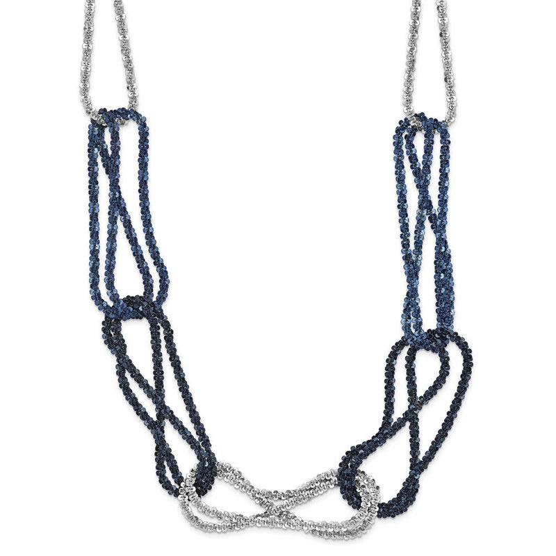 18 Zoll Sterlingsilber Rhodium & Blau-beschichtet Kette Glieder Halskette