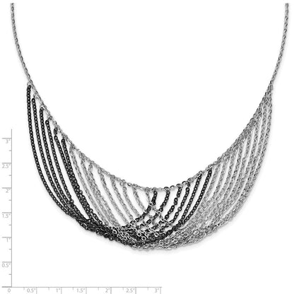 Sterlingsilber Rhodium/rutheniumbeschichtet Multistrand mit 2 Zoll Verlängerung. Halskette