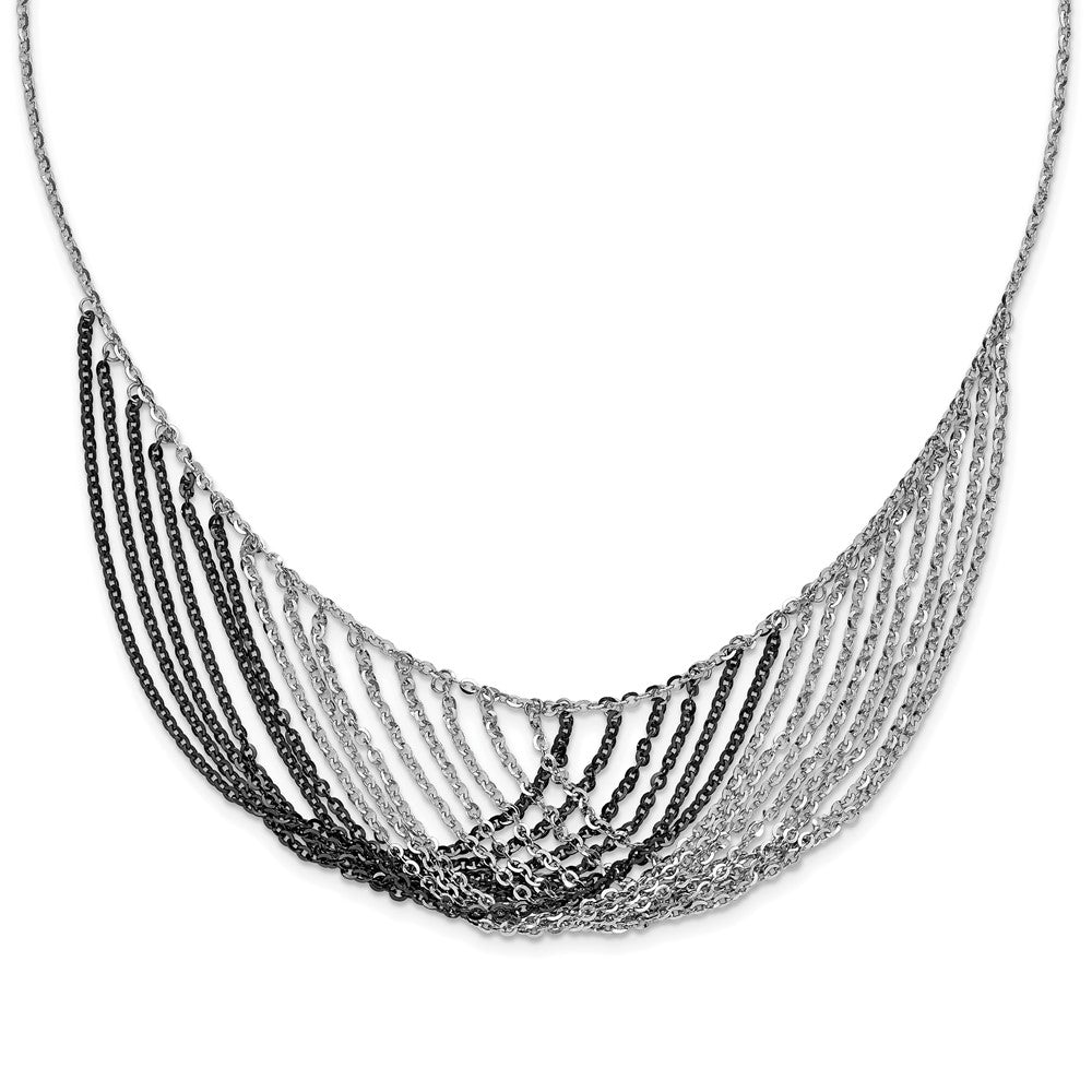 Sterlingsilber Rhodium/rutheniumbeschichtet Multistrand mit 2 Zoll Verlängerung. Halskette