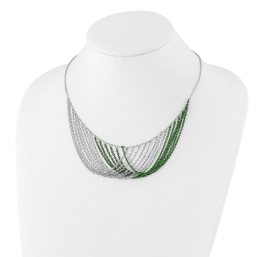 Sterlingsilber Rhodium & Grün-beschichtet Multi-strand mit 2 Zoll Verlängerung Halskette