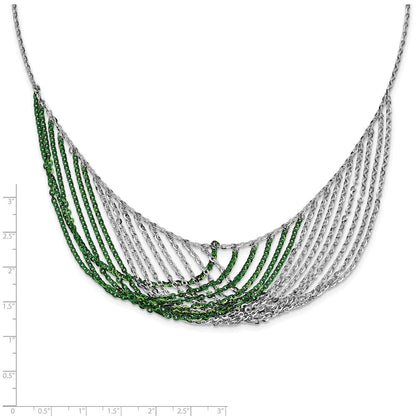 Sterlingsilber Rhodium & Grün-beschichtet Multi-strand mit 2 Zoll Verlängerung Halskette