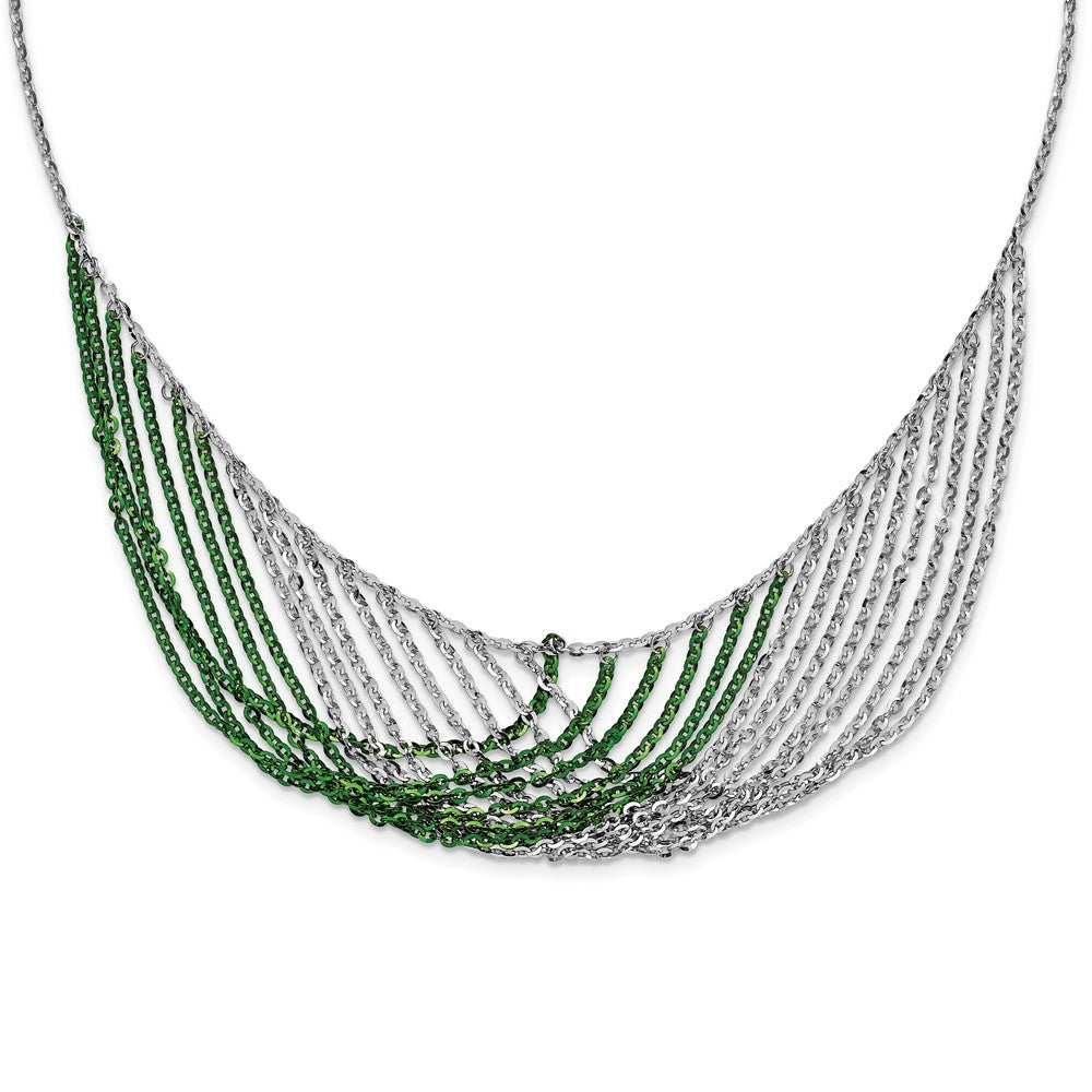 Sterlingsilber Rhodium & Grün-beschichtet Multi-strand mit 2 Zoll Verlängerung Halskette