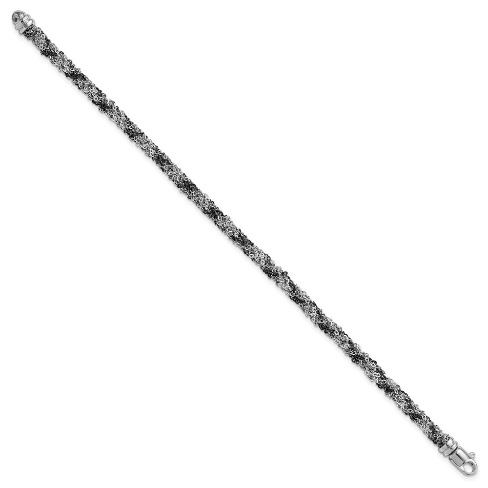 Sterlingsilber & Rutheniumbeschichtet Gedreht Gliederarmband