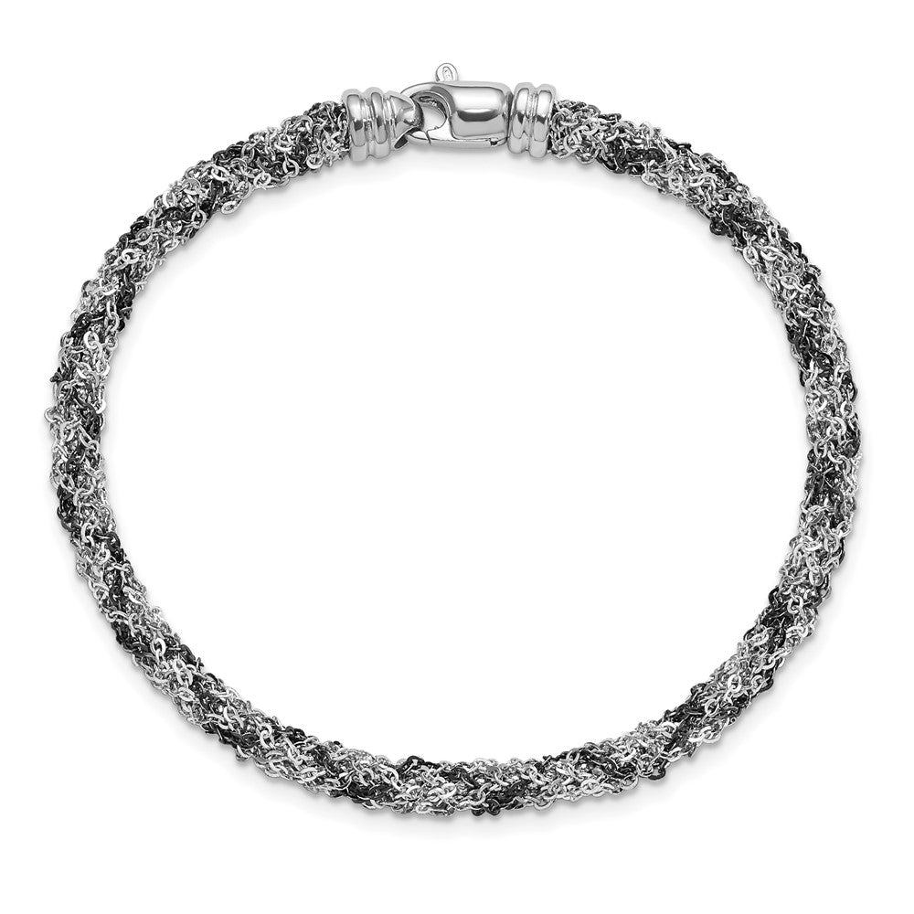 Sterlingsilber & Rutheniumbeschichtet Gedreht Gliederarmband