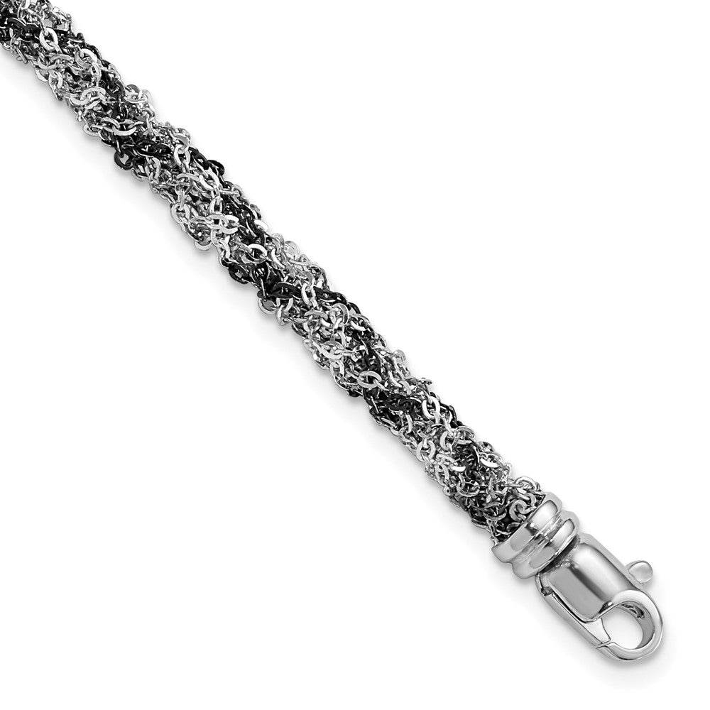 Sterlingsilber & Rutheniumbeschichtet Gedreht Gliederarmband