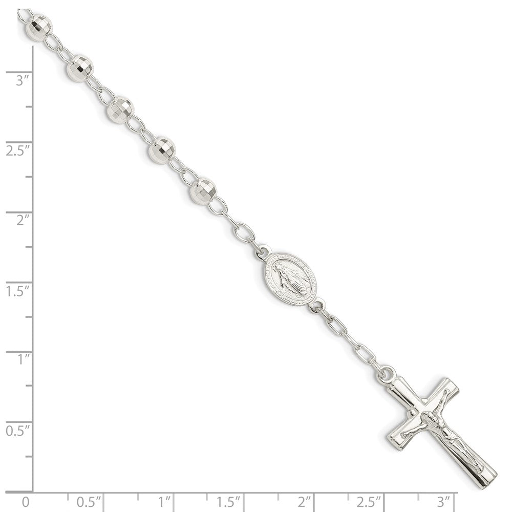 Sterlingsilber Poliert Gekugelt Rosenkranz 7.5 Zoll Armband