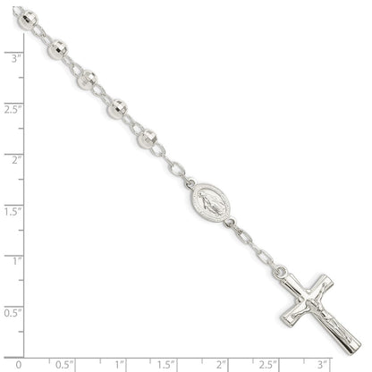 Sterlingsilber Poliert Gekugelt Rosenkranz 7.5 Zoll Armband