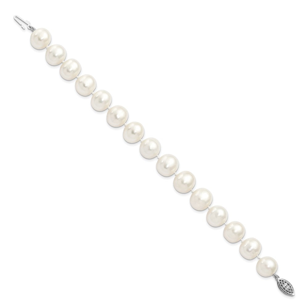 Sterlingsilber Rhodium 11-12mm Weiß Fw Zuchtperle Armband