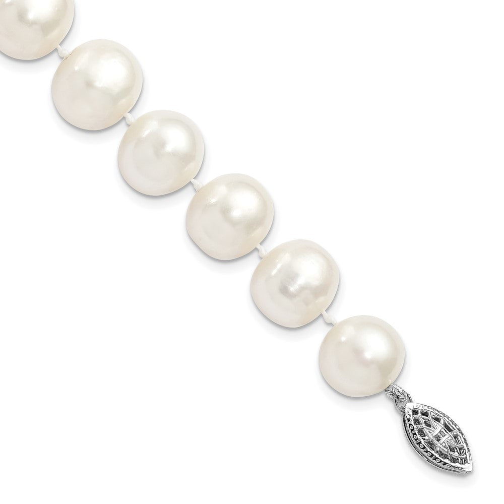 Sterlingsilber Rhodium 11-12mm Weiß Fw Zuchtperle Armband