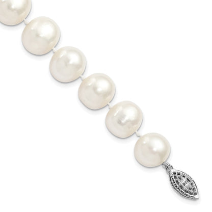 Sterlingsilber Rhodium 11-12mm Weiß Fw Zuchtperle Armband