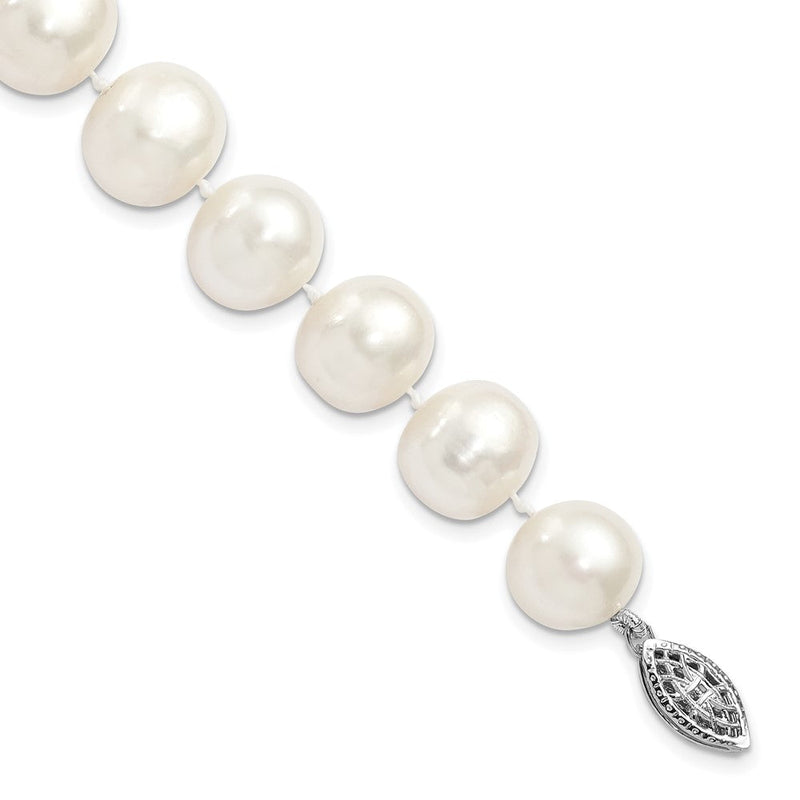 Sterlingsilber Rhodium 11-12mm Weiß Fw Zuchtperle Armband