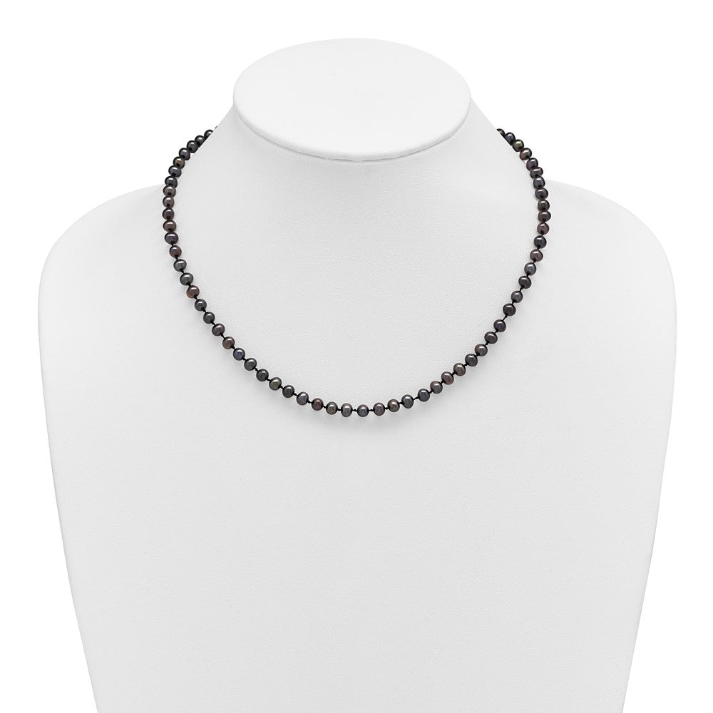 Sterlingsilber Rhodiniert 4-5mm Schwarz Fwc Perle Halskette