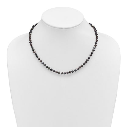 Sterlingsilber Rhodiniert 4-5mm Schwarz Fwc Perle Halskette