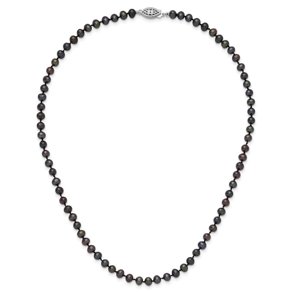 Sterlingsilber Rhodiniert 4-5mm Schwarz Fwc Perle Halskette