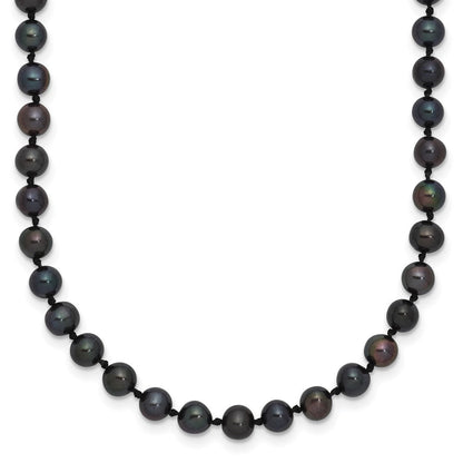 Sterlingsilber Rhodiniert 4-5mm Schwarz Fwc Perle Halskette