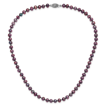 Sterlingsilber Rhodiniert 5-6mm Schwarz Fwc Perle Halskette