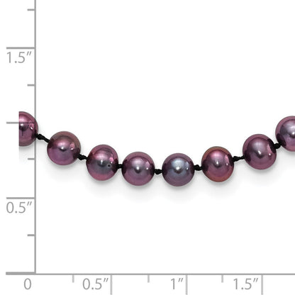 Sterlingsilber Rhodiniert 5-6mm Schwarz Fwc Perle Halskette