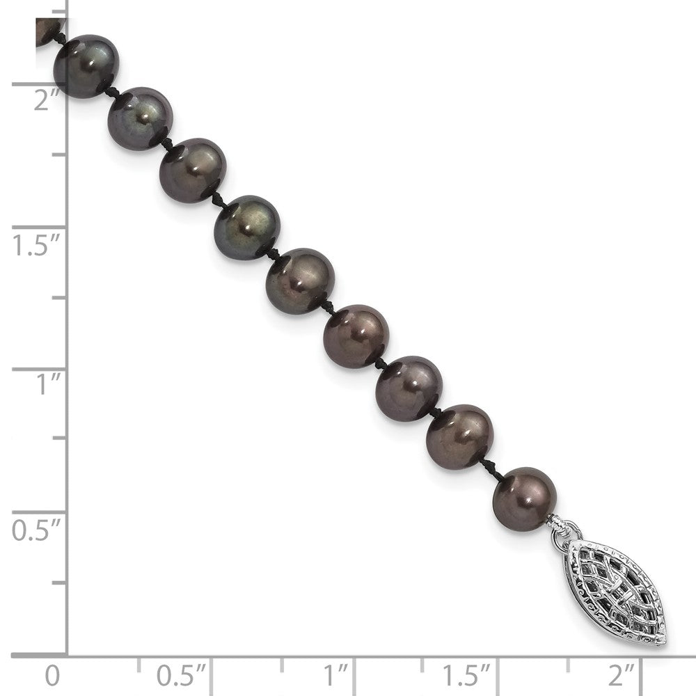 7.25 Zoll Sterlingsilber Rhodiniert 5-6mm Schwarz Fwc Perle Armband