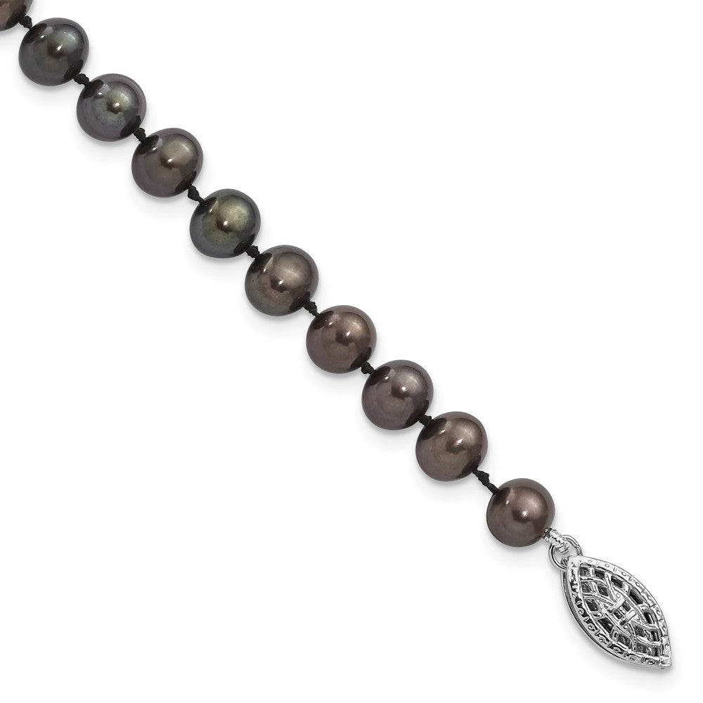 7.25 Zoll Sterlingsilber Rhodiniert 5-6mm Schwarz Fwc Perle Armband