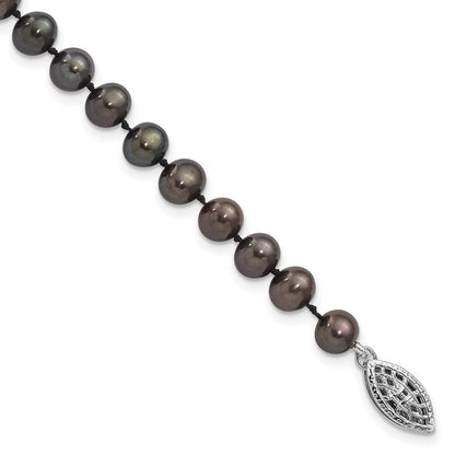 7.25 Zoll Sterlingsilber Rhodiniert 5-6mm Schwarz Fwc Perle Armband