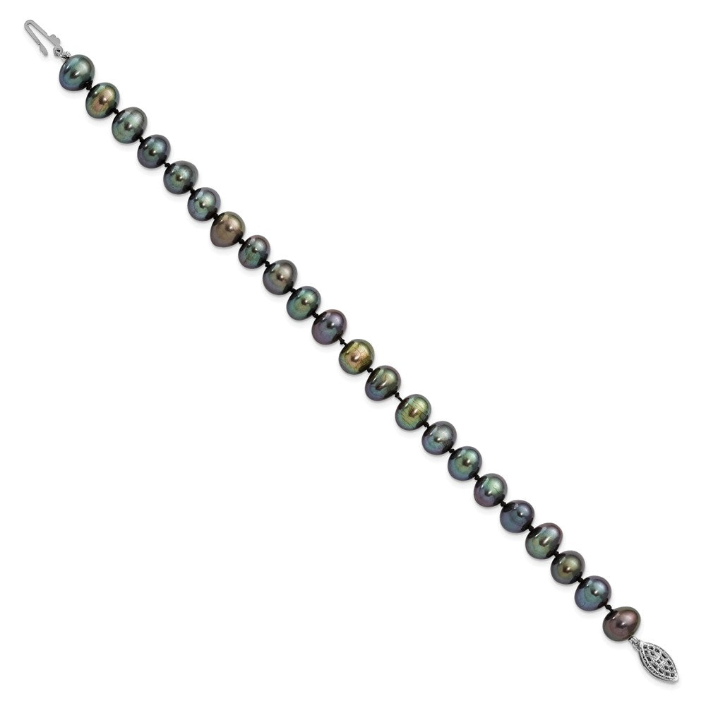 7.25 Zoll Sterlingsilber Rhodiniert 7-8mm Schwarz Fw Zuchtperle Armband
