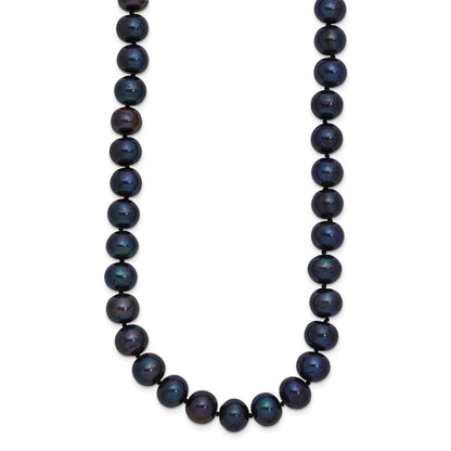 Sterlingsilber Rhodiniert 8-9mm Schwarz Fwc Perle Halskette
